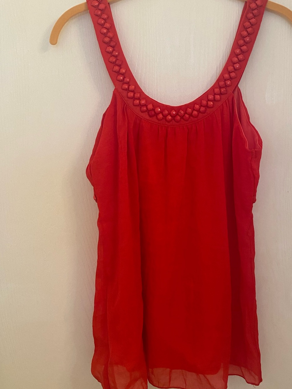 Charlotte Russe Red Beaded Scoop Neck Camisole